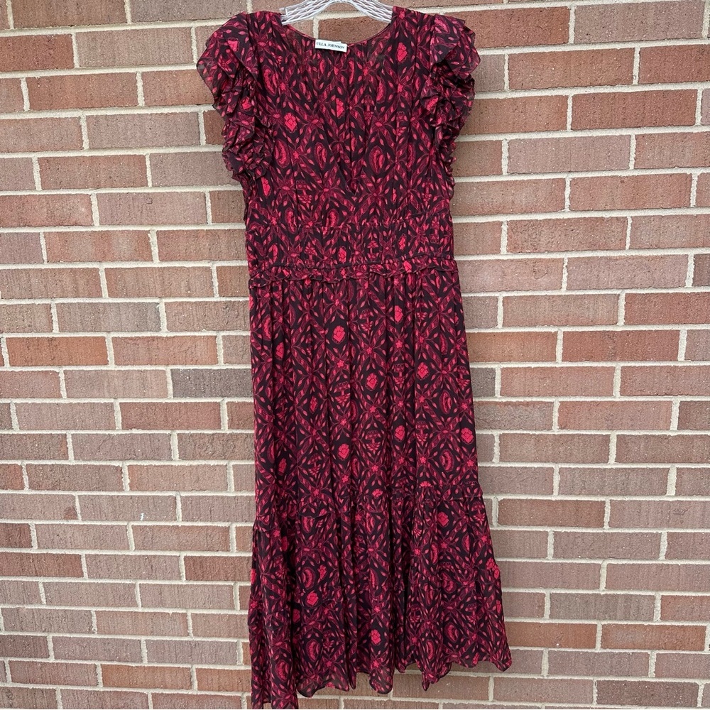 Ulla Johnson Anika Silk Midi Dress fuchsia Size 6 - Picture 2 of 15